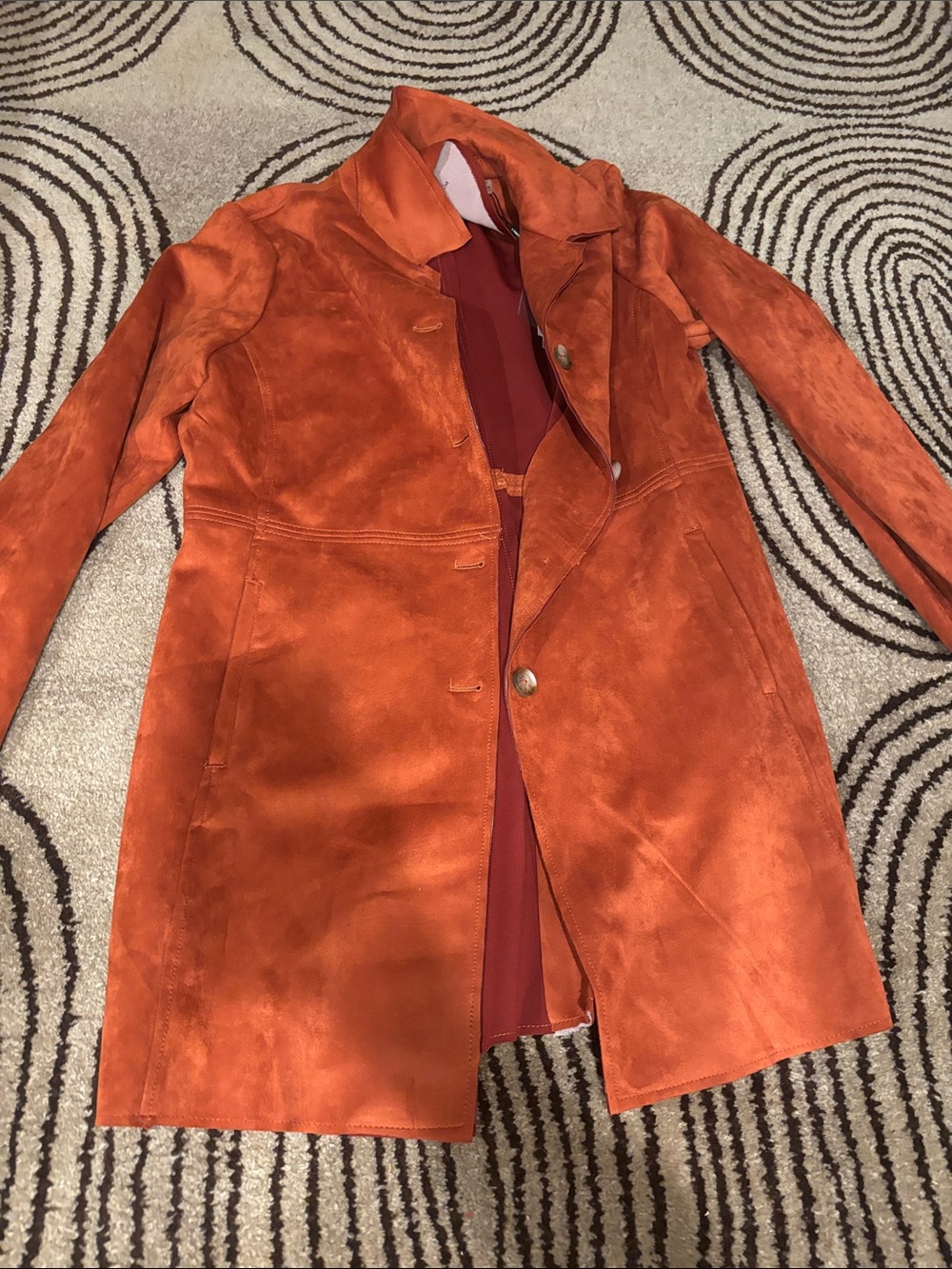 Tahari Orange Suede Trench Coat